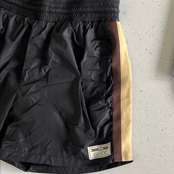 Gucci Swim Shorts with Brown and Tan Stripes - Picture 3 of 6